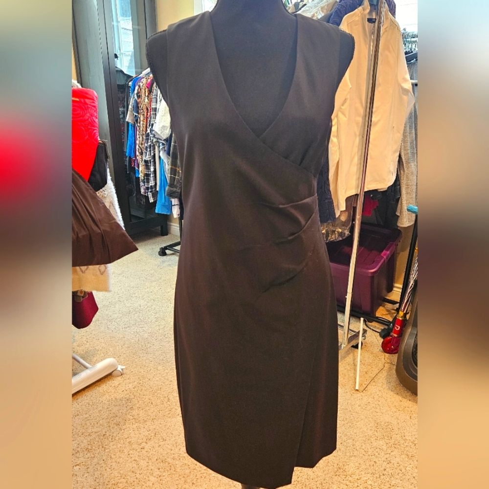 New Theory Karainna Black Sleeveless Cross Over Dress Size 4